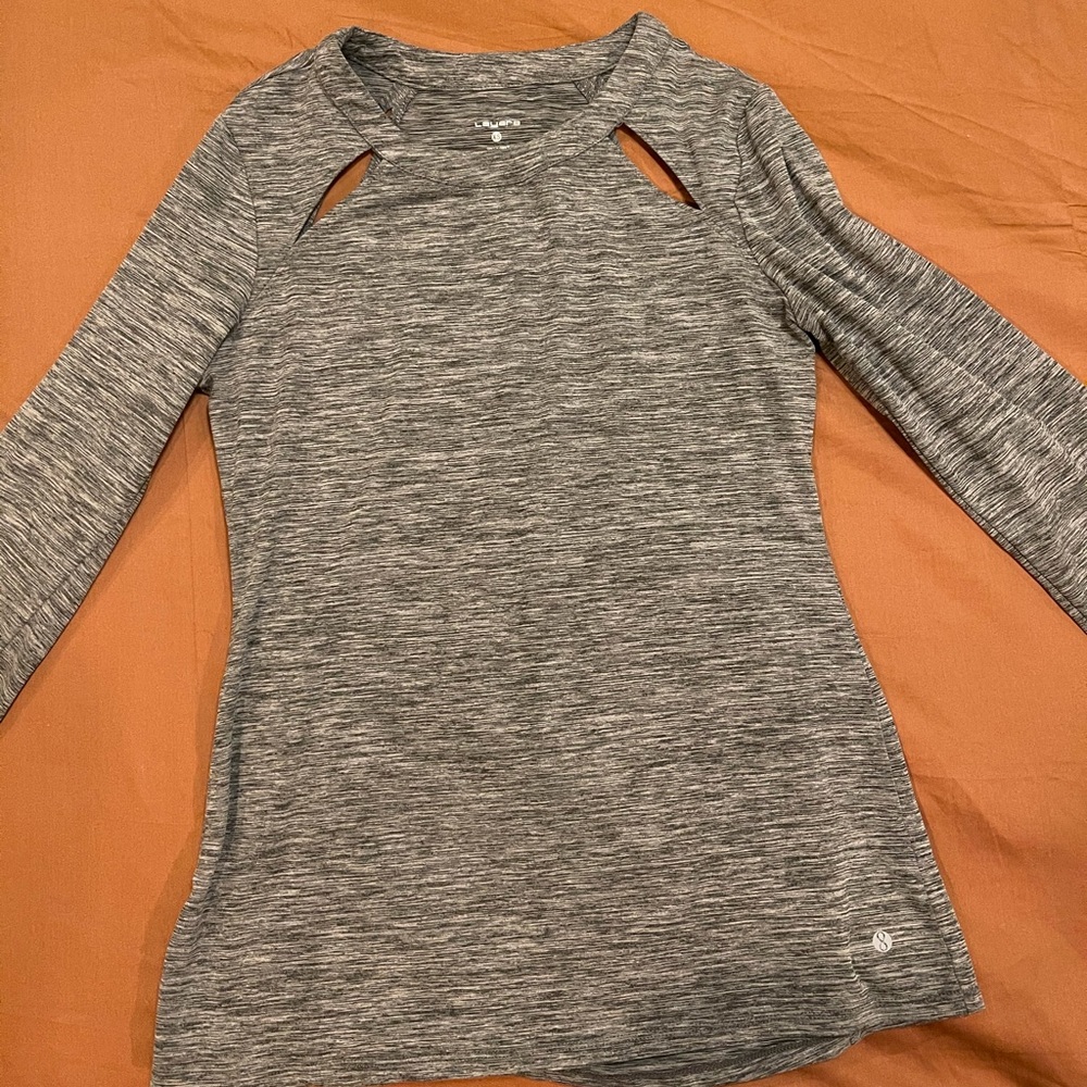 womens athletic cut hole long sleeve tee (xs)